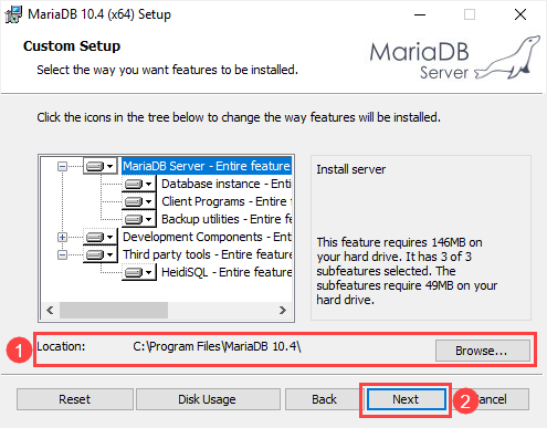 Install MariaDb Windows step 3